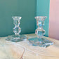 Pair of Vintage Crystal Candle Holders by Val St. Lambert