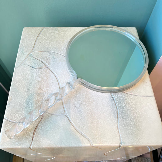 Vintage Lucite Spiral Handle Hand Mirror