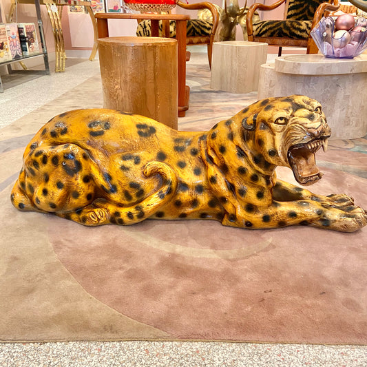 Extra Large Vintage Roaring Leopard Statue