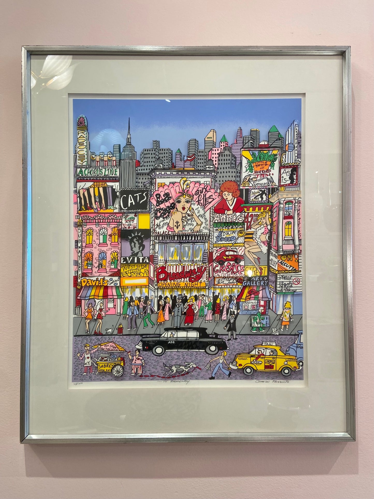 Charles Fazzino Signed Limited Edition Framed “…To Broadway” 3D Serigraph Pop Art
