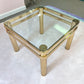 Vintage Brass and Glass Square Side Table