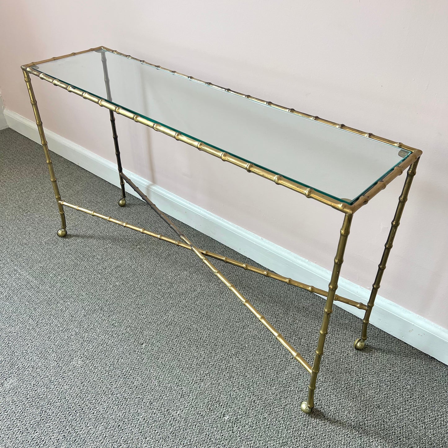 Vintage Brass Bamboo Console Table