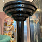 1980's Black Art Deco Style Stepped Torchiere Floor Lamp