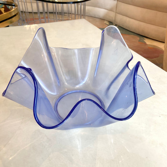 Vintage Blue Lucite Handkerchief Bowl