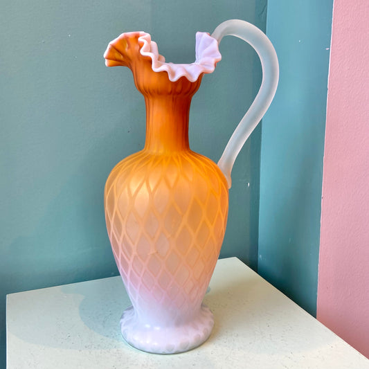 Antique Webb and Sons Orange Gradient Glass Pitcher (AS IS)