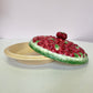 Vintage Ceramic Cherry Pie Dish and Lid