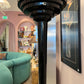 1980's Black Art Deco Style Stepped Torchiere Floor Lamp