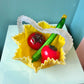 Vintage Yellow Ruffled Art Glass Basket