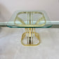 Vintage Curved Brass and Glass End Table