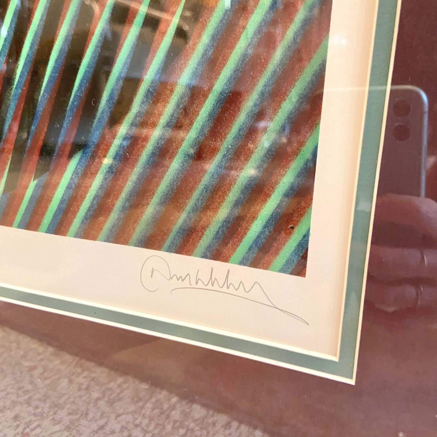 Vintage Framed Op Art Serigraph Signed