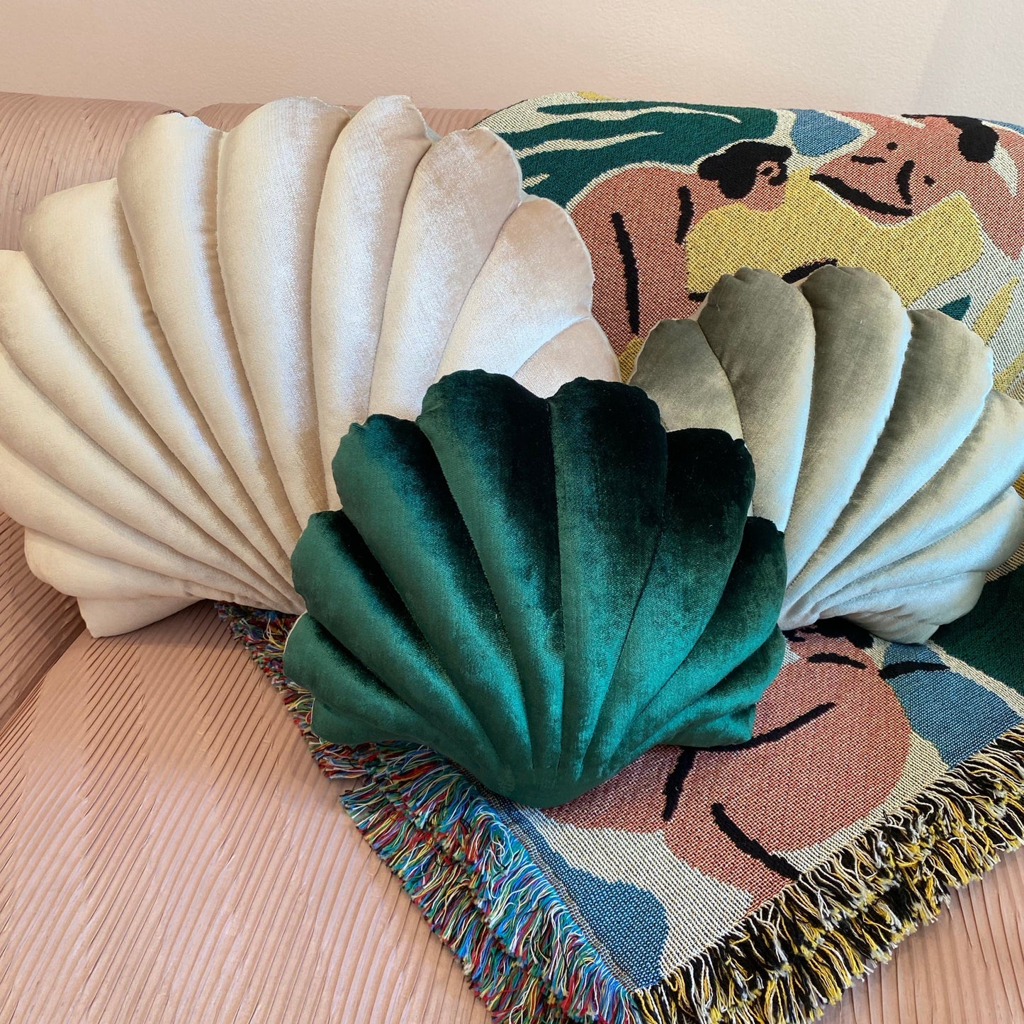 Large Velvet Shell Pillow by Tamar Mogendorff