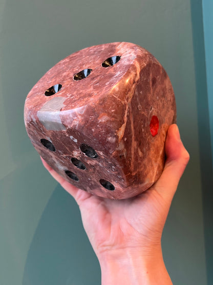 Extra Large 4" Pink and Grey Marble Dice