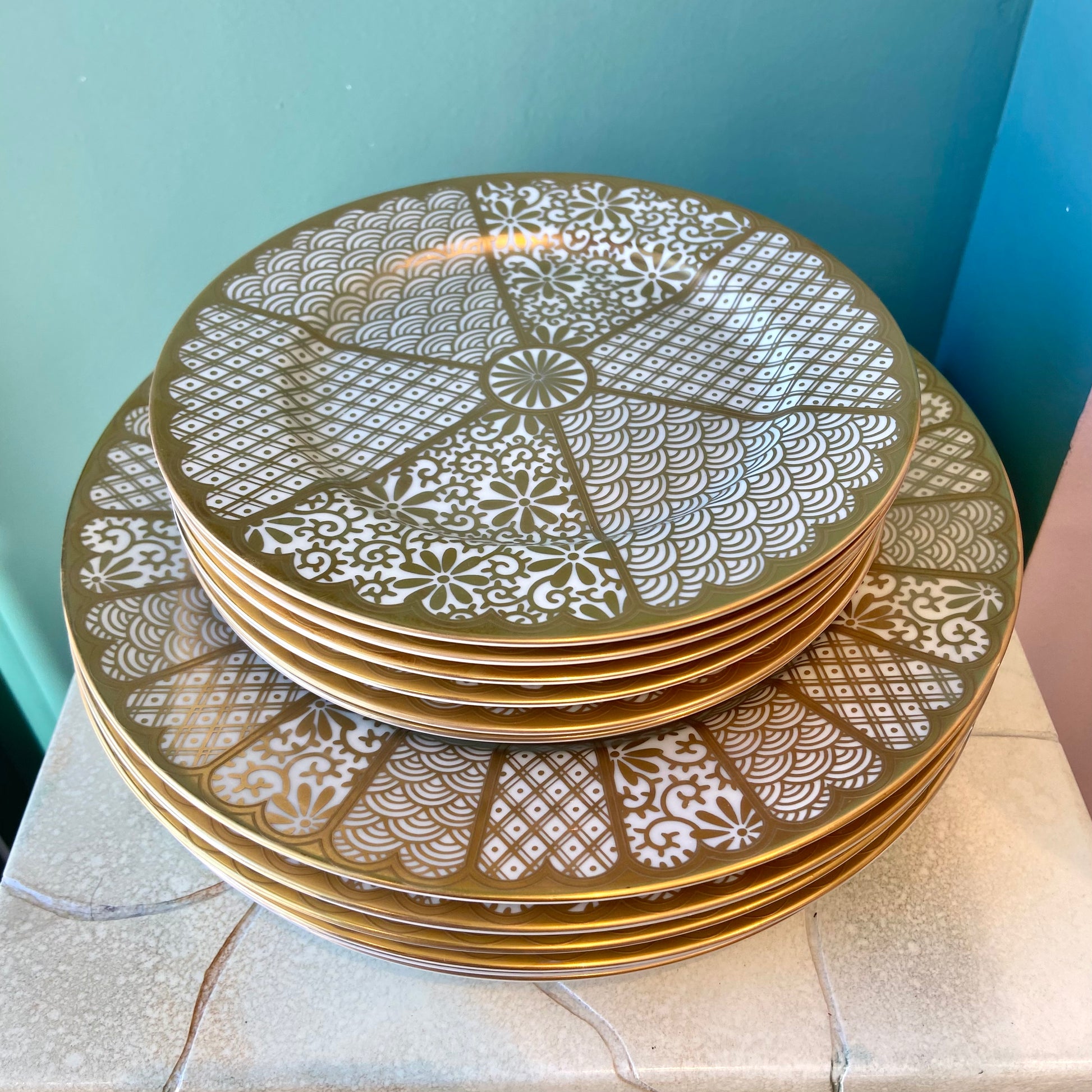 Vintage Fitz and Floyd 'Shinmonzen' Dinnerware Set/ 24Piece Vintage Fitz and Floyd 'Shinmonzen' Dinnerware Set/ 24Piece