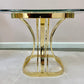 Vintage Curved Brass and Glass End Table