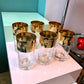 Mid Century Cera Style Gold Grape and Vine Leaf Highball Glasses