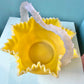 Vintage Yellow Ruffled Art Glass Basket