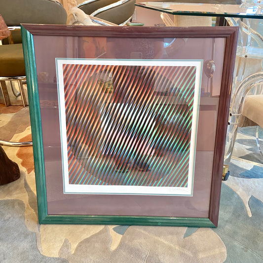 Vintage Framed Op Art Serigraph Signed