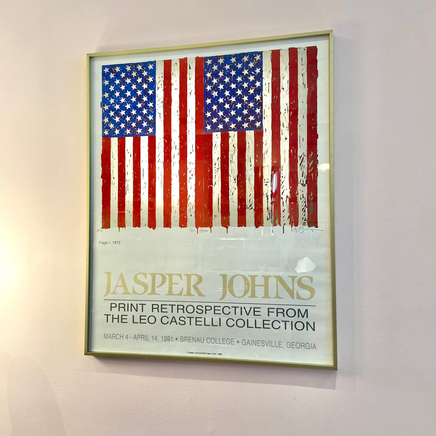 Framed Vintage Jasper Johns American 'Flags 1' Poster