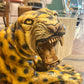 Extra Large Vintage Roaring Leopard Statue