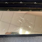 Vintage Pair of Marge Carson Style Black and White Ottoman with Brass Base