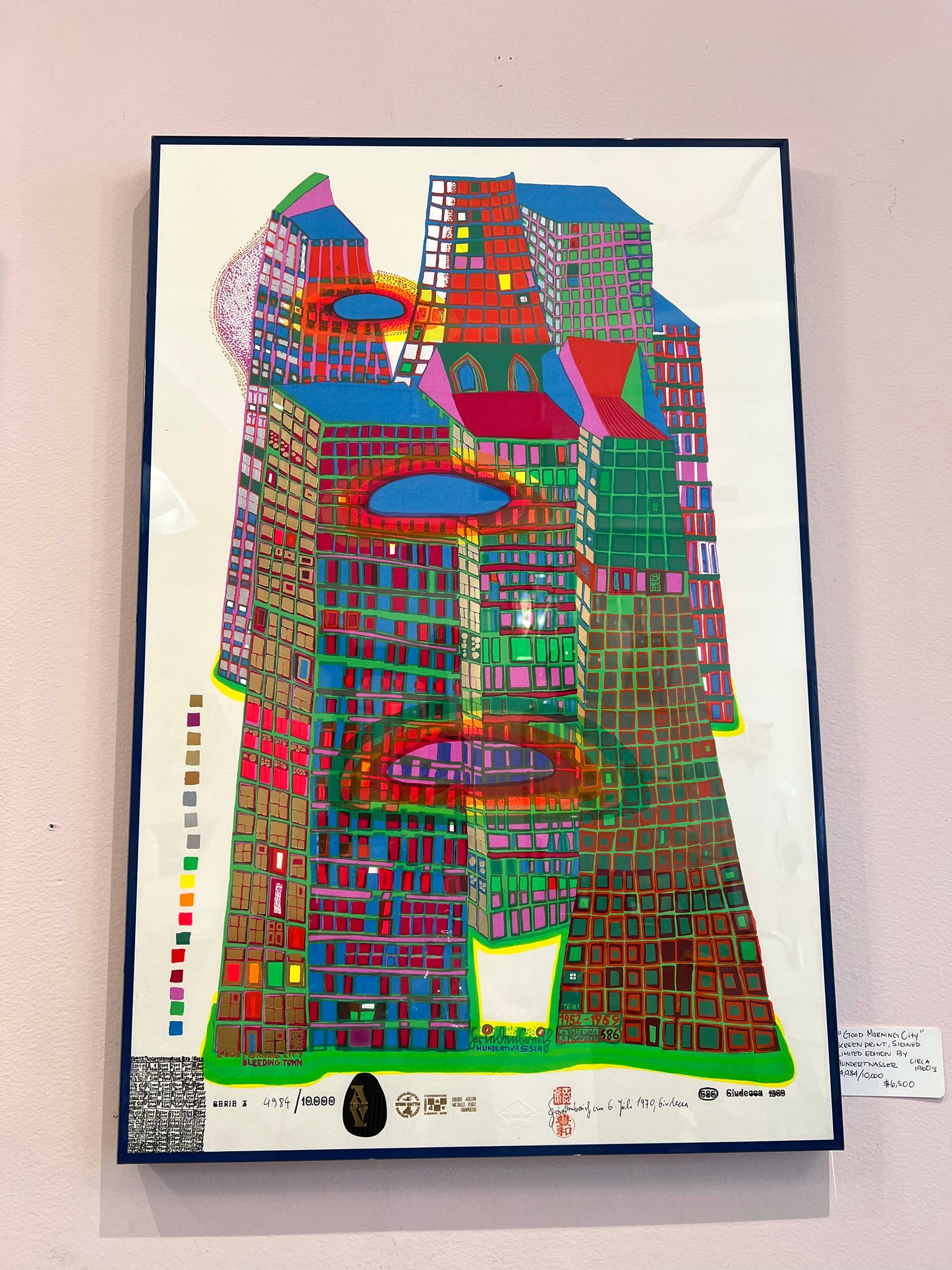 1960's Original Limited Edition Signed ‘Good Morning City-Bleeding Town’  Screen Print by Friedensreich Hundertwasser