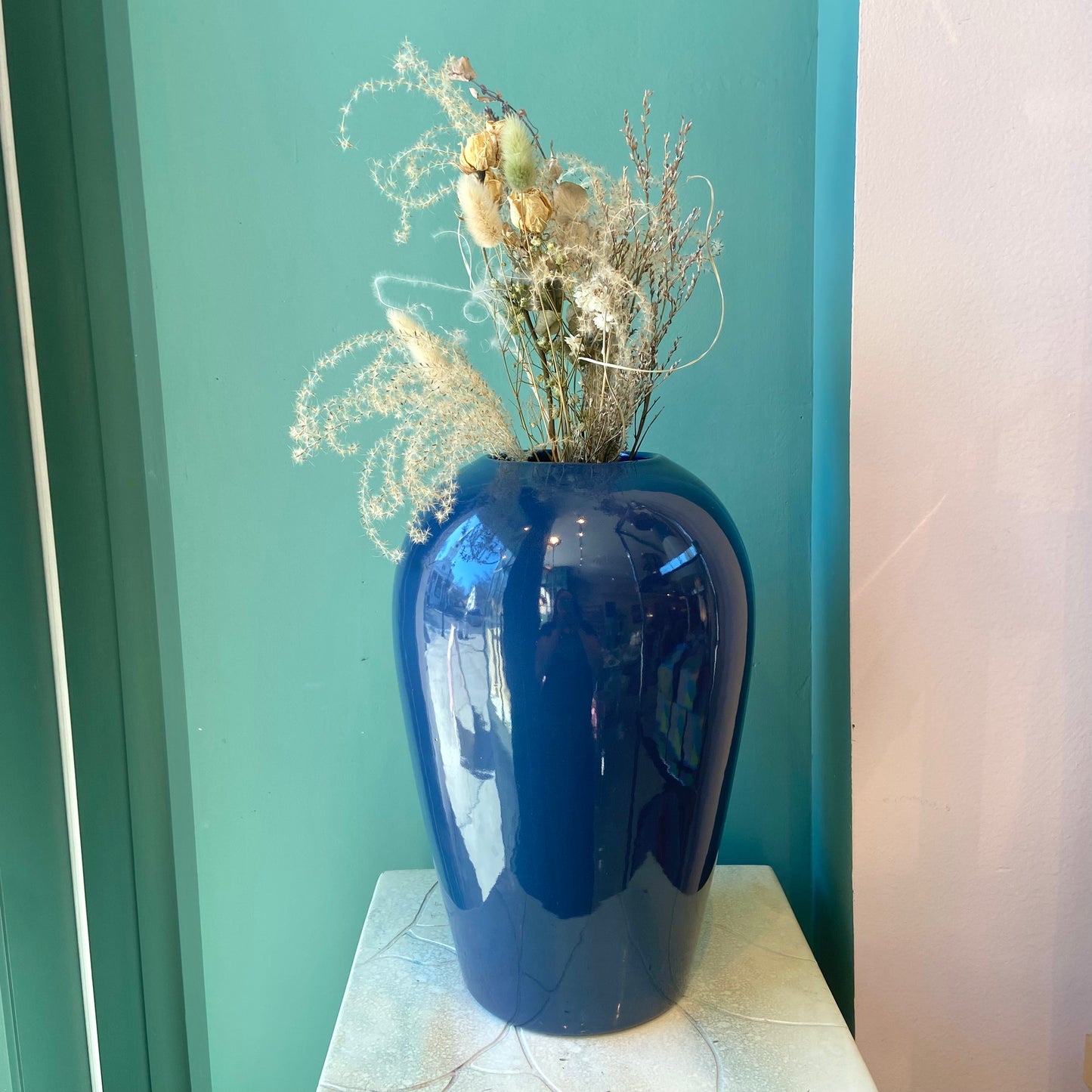 Vintage Navy Blue Ceramic Vase