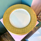 Vintage Fitz and Floyd Carre D'Or Gold Checkered Porcelain Dinner and Salad Plates - 12pc