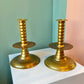 Vintage Williamsburg Virginia Metalcrafters Brass Ribbed Candlestick Holders