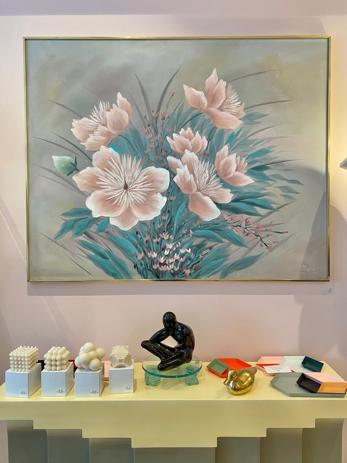 Vintage Floral Painting by Ragusa