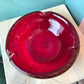 Large Vintage Garnet Bullicante Glass Ashtray