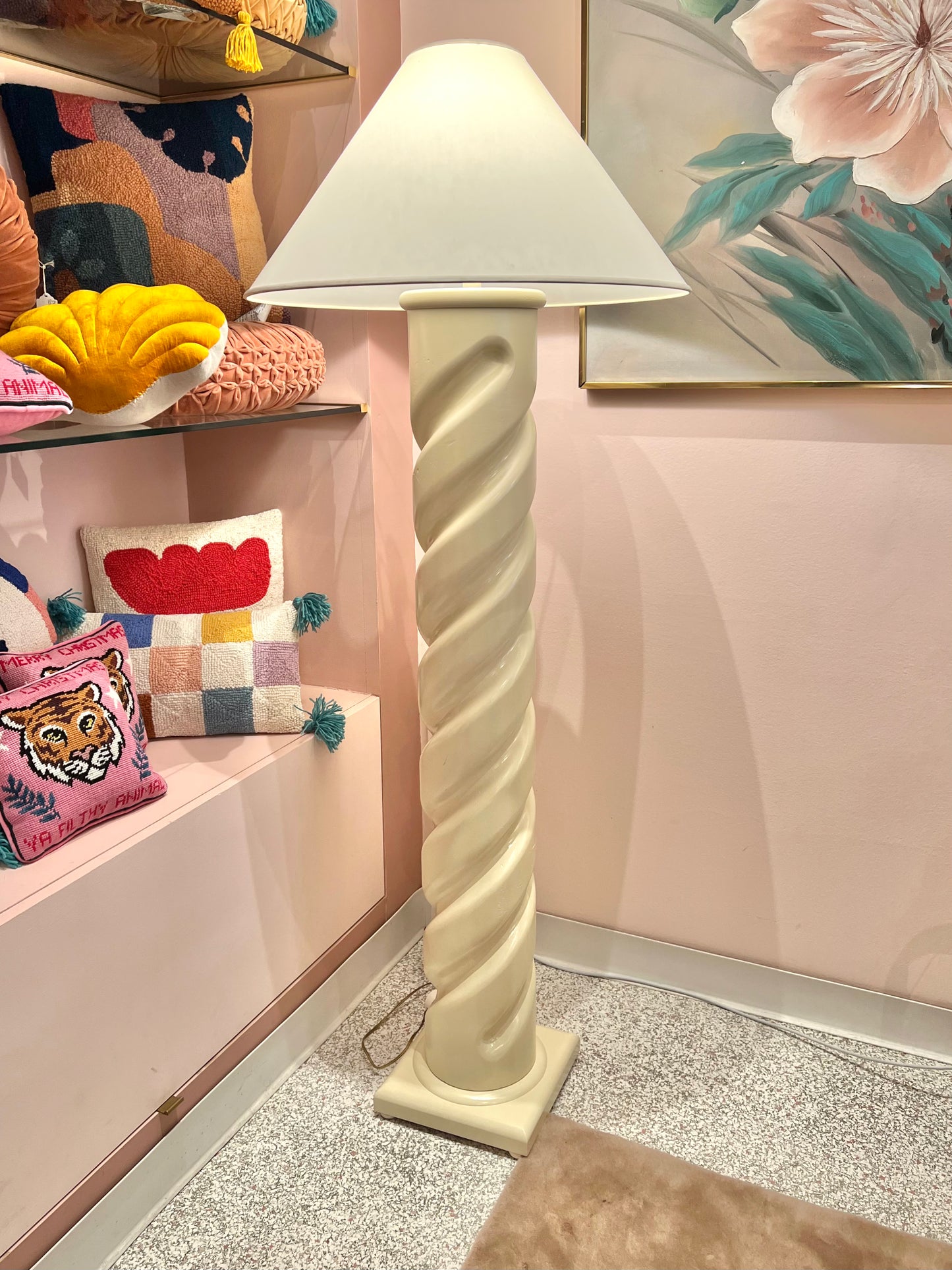 1980's Michael Taylor Style Spiral Floor Lamp