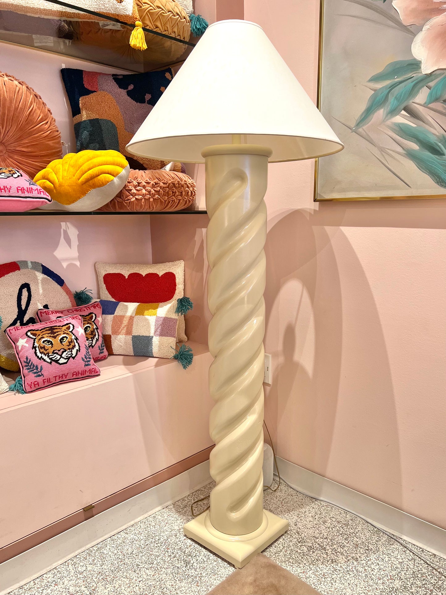 1980's Michael Taylor Style Spiral Floor Lamp