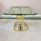 Vintage Curved Brass and Glass End Table