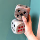 Pair of Large 3" Pink and Grey Marble Dice
