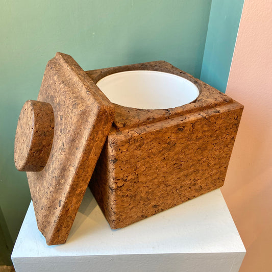 Vintage Mid Century Modern Cork Ice Bucket