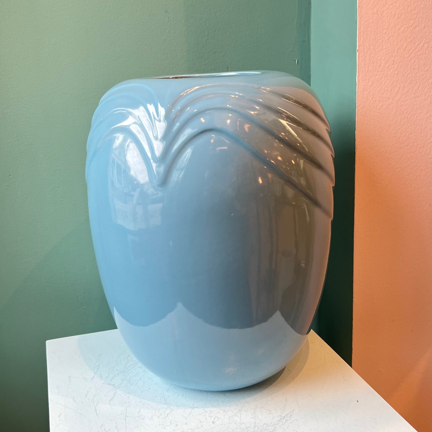 Vintage Large Blue Ceramic Vase
