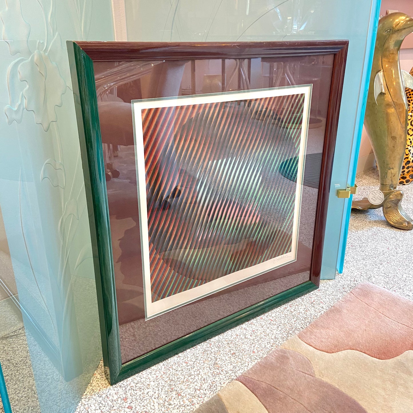 Vintage Framed Op Art Serigraph Signed
