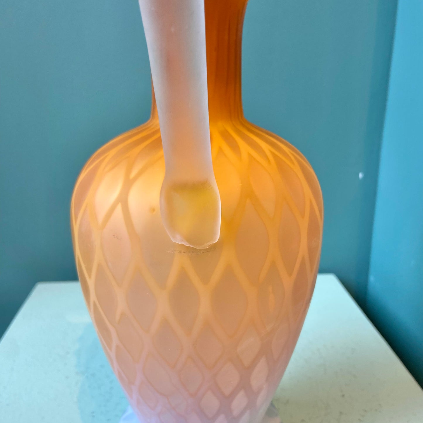 Antique Webb and Sons Orange Gradient Glass Pitcher (AS IS)