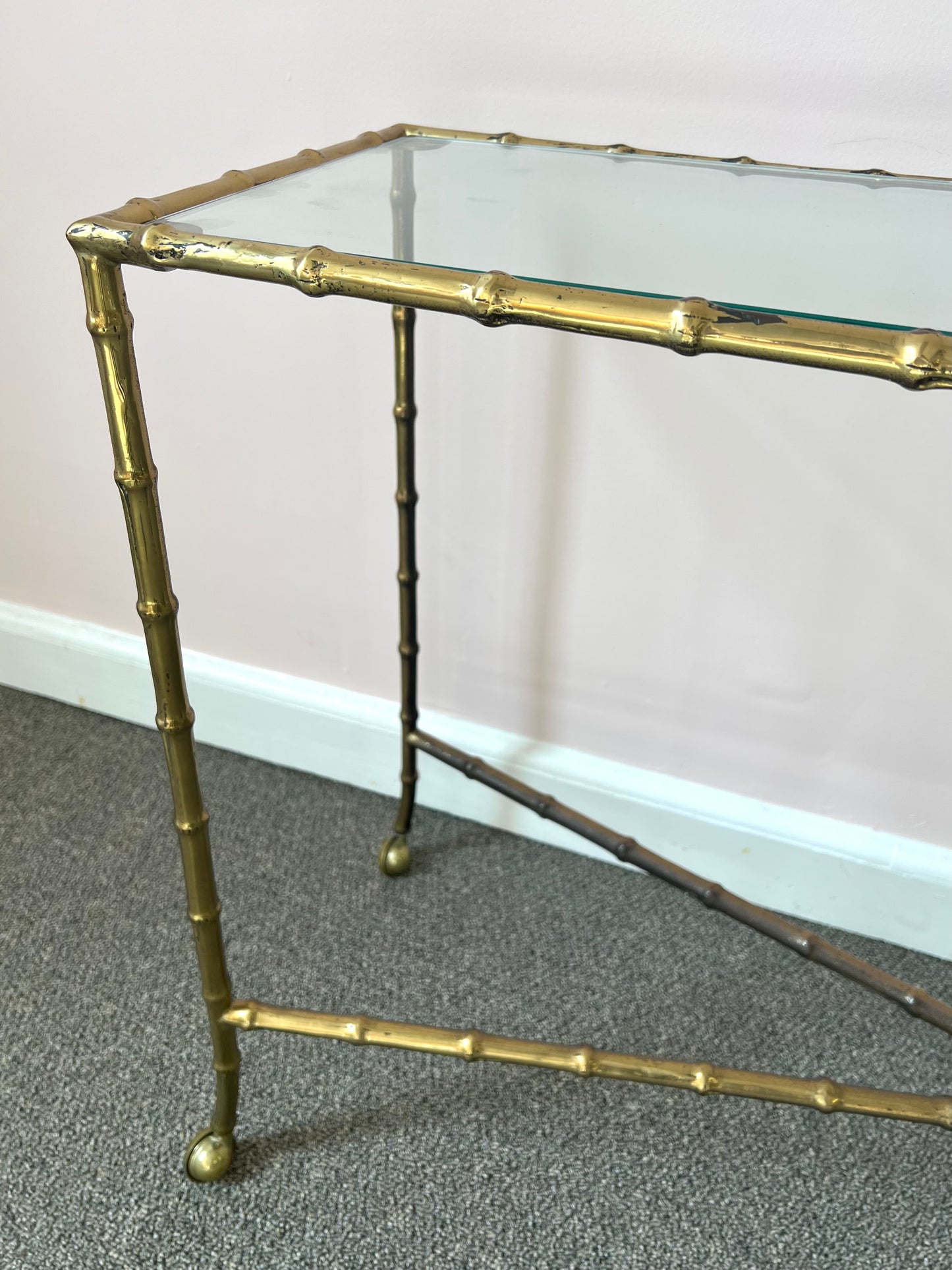 Vintage Brass Bamboo Console Table