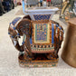 Vintage Hand Painted Terracotta Asian Elephant Plant Stand