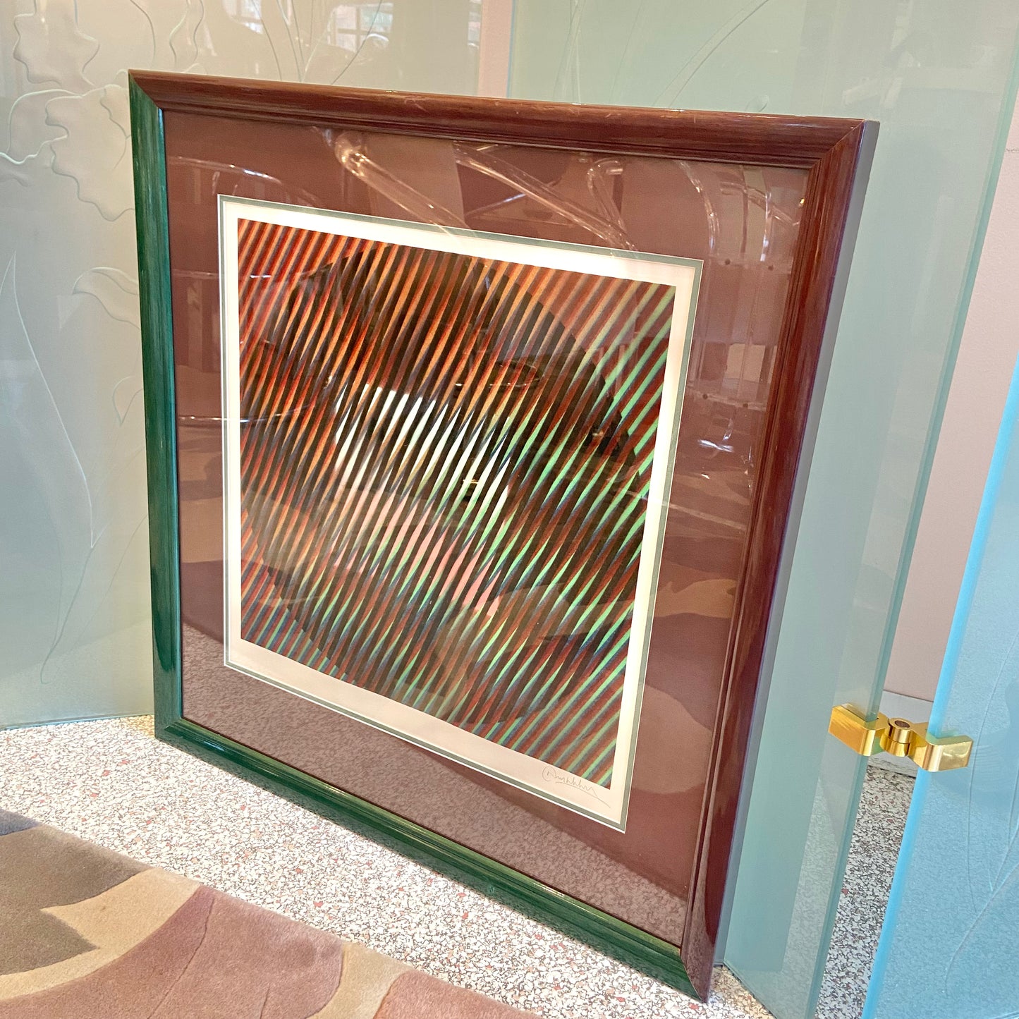 Vintage Framed Op Art Serigraph Signed