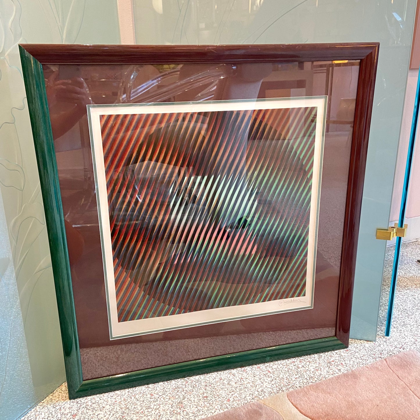 Vintage Framed Op Art Serigraph Signed