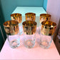 Mid Century Cera Style Gold Grape and Vine Leaf Highball Glasses