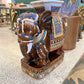 Vintage Hand Painted Terracotta Asian Elephant Plant Stand