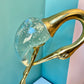 Vintage Murano Style Brass and Glass Crane