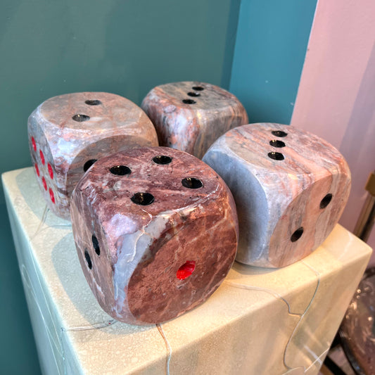 Extra Large 4" Pink and Grey Marble Dice