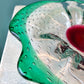 Vintage Green and Crimson Biomorphic Bullicante Glass Dish