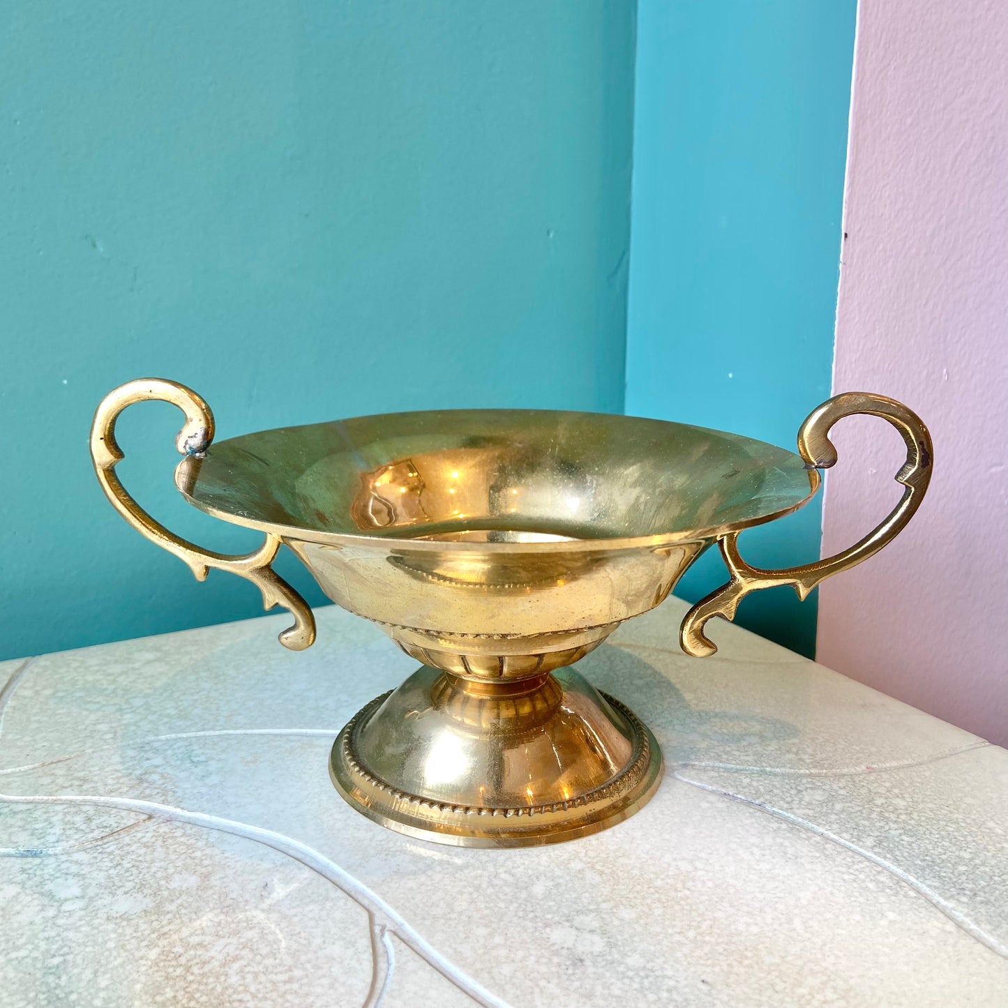 Vintage Brass Pedestal Bowl