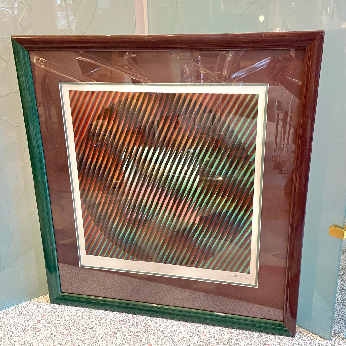 Vintage Framed Op Art Serigraph Signed
