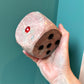 Pair of Large 3" Pink and Grey Marble Dice